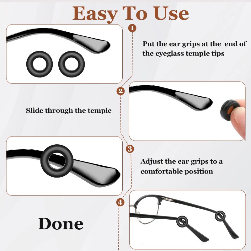 SMARTTOP 14 pairs Eyeglass Ear Grips Sleeve Holder-Eyeglasses Ear Hooks-Comfort Anti-Slip glasses ear grip-For Kids and Adults Sunglasses, Reading Glasses,Sport Eyewear(Black&Clear) - Image 5